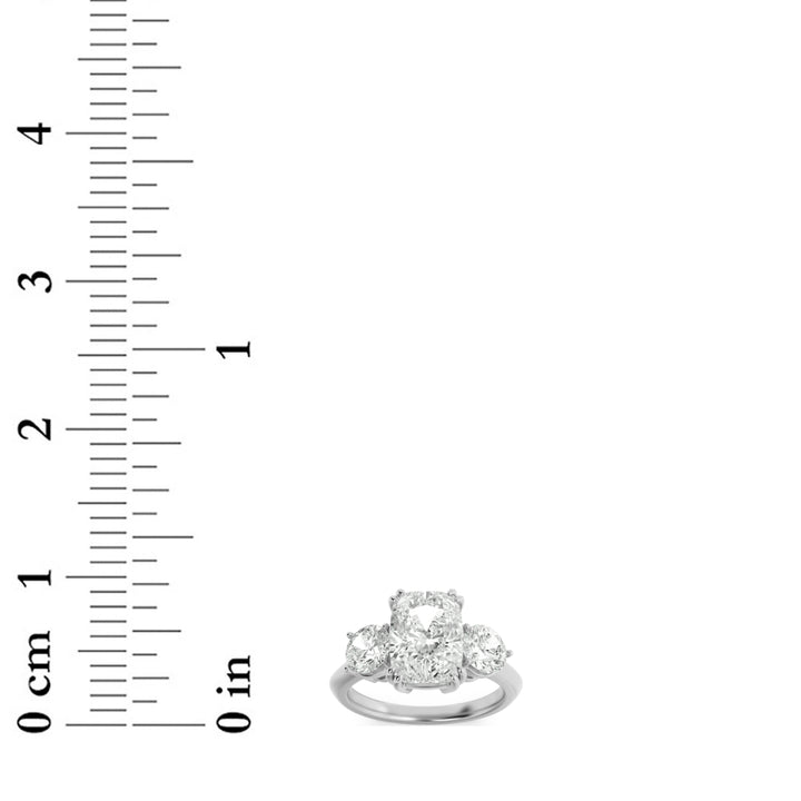 3Cttw Elongated Cushion Shaped Lab Grown Diamond (G/VS) Bold Three Stone Ring in 14K Gold