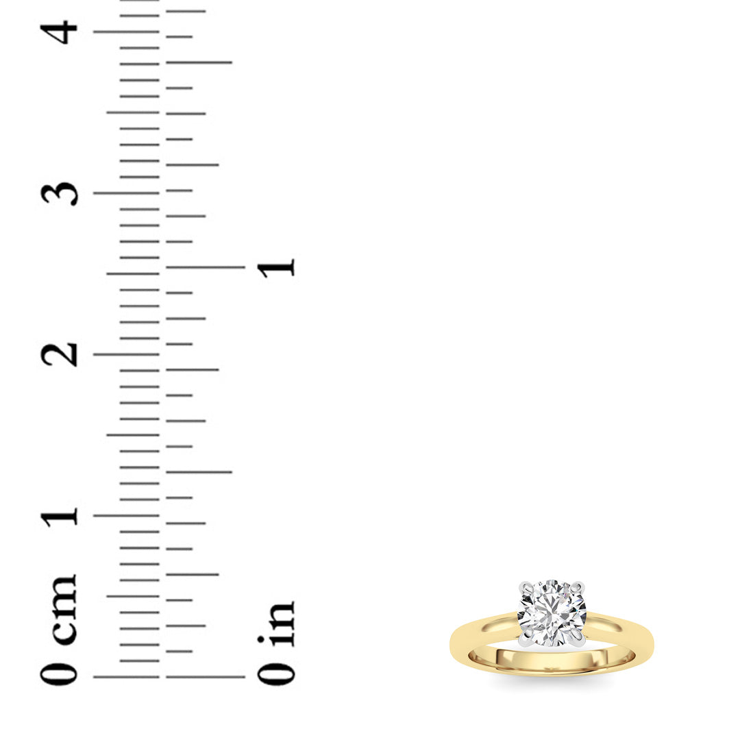 1.5Cttw Round Shaped Lab Grown Diamond (E/VS) Classic Solitaire Engagement Ring in 14K Gold