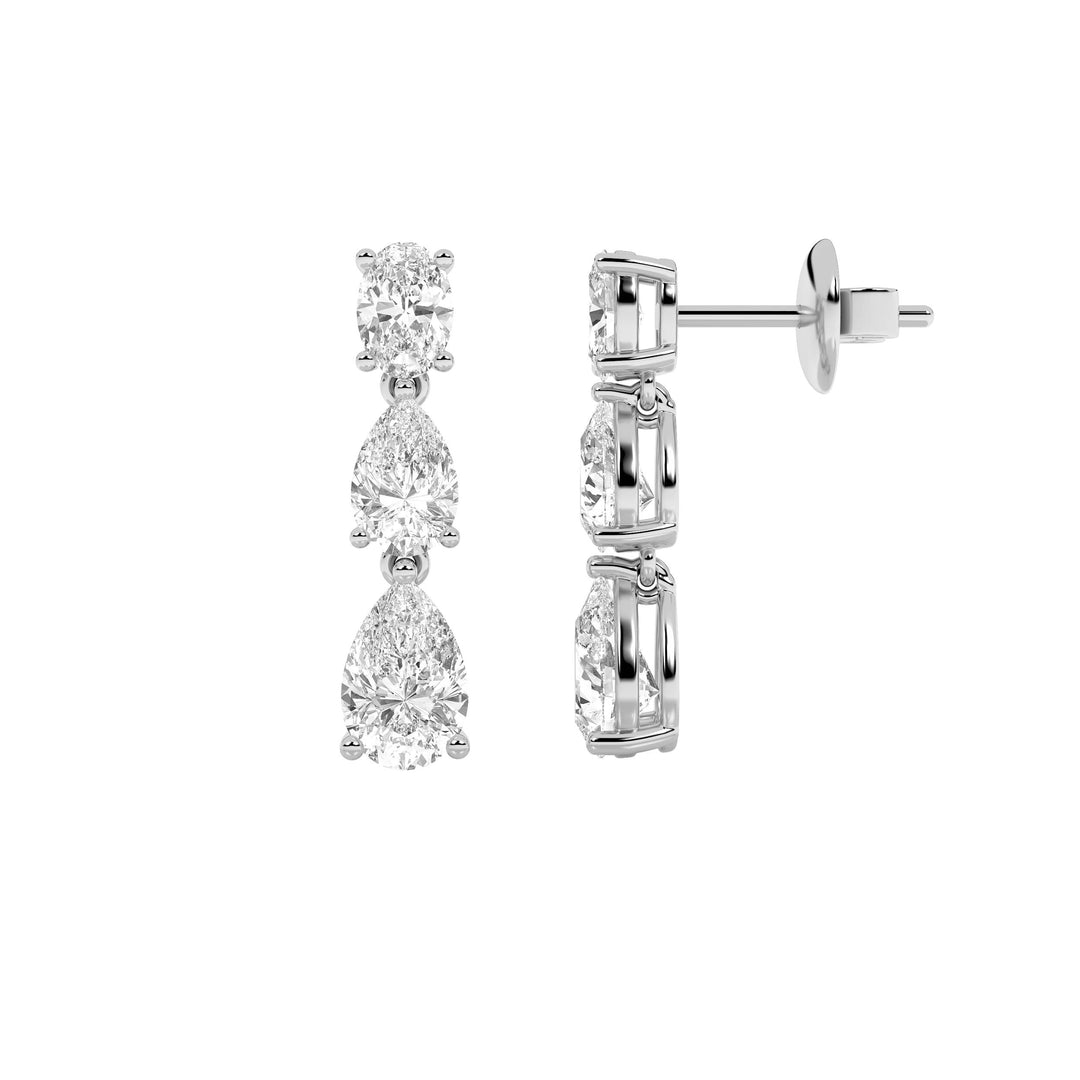 5Cttw Pear Shaped Lab Grown Diamond (F/VS) DangleEarrings in 14K Gold