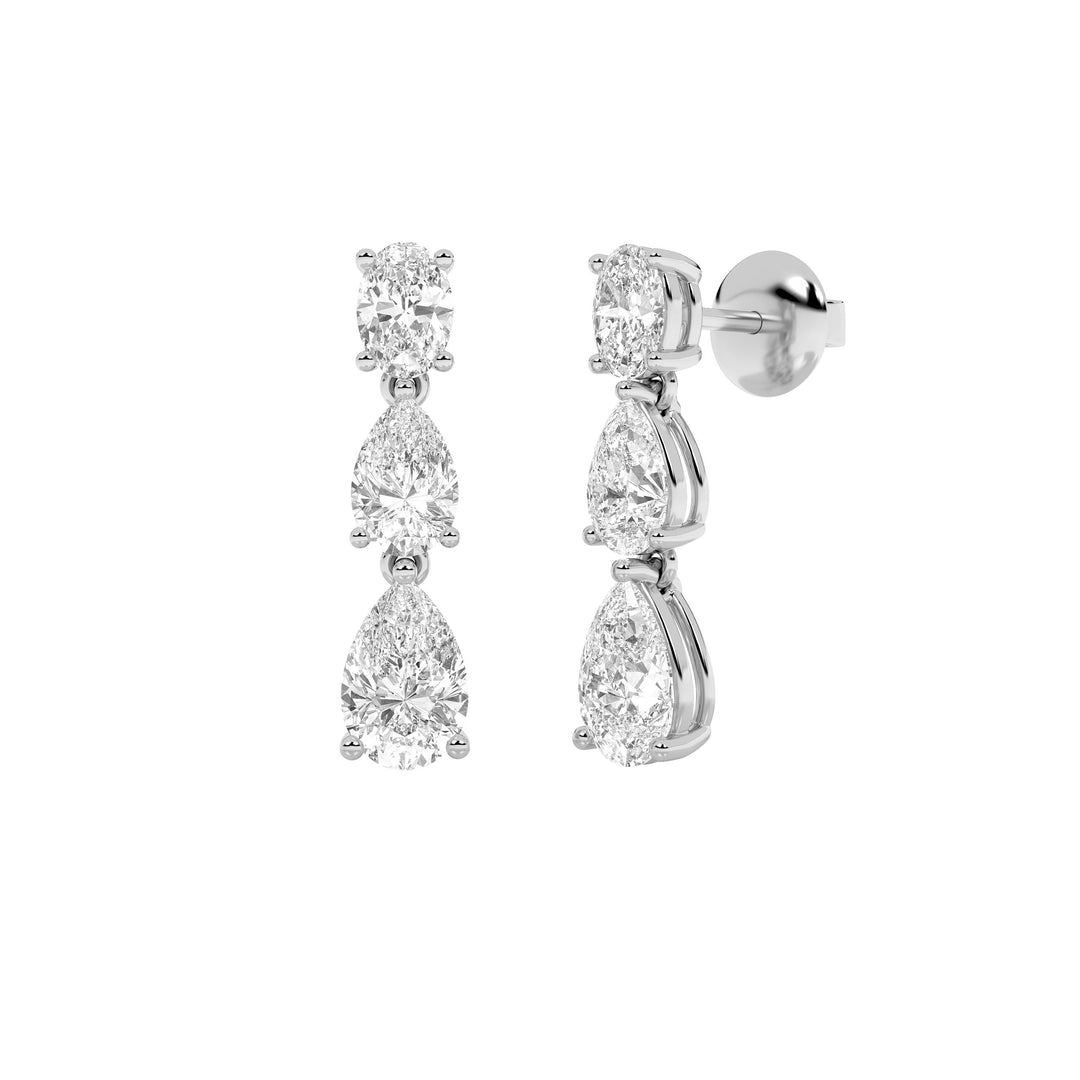 5Cttw Pear Shaped Lab Grown Diamond (F/VS) DangleEarrings in 14K Gold