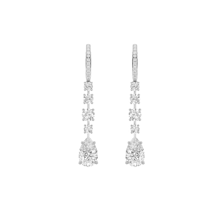 4.5Cttw Pear Shaped Lab Grown Diamond (F/VS) Dangle Earrings in 14K Gold