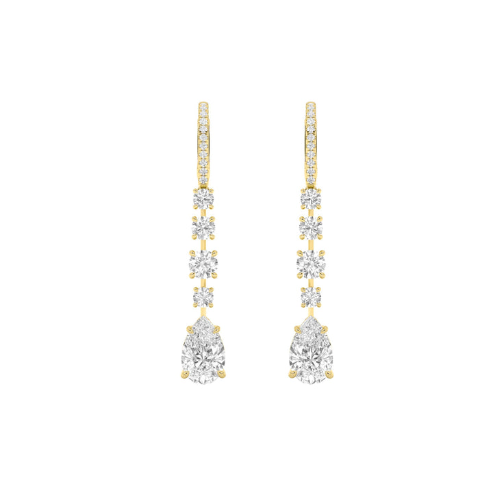 4.5Cttw Pear Shaped Lab Grown Diamond (F/VS) Dangle Earrings in 14K Gold