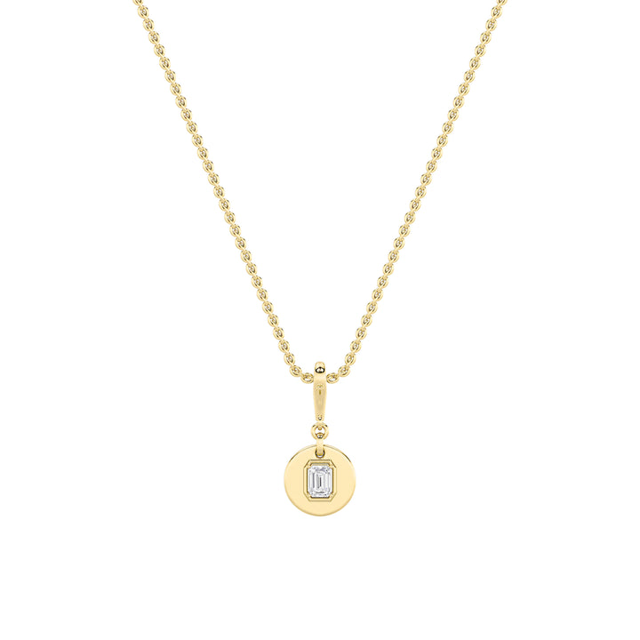 1Cttw Emerald Shaped Lab Grown Diamond (F/VS) DogTag Pendant in 14K Gold