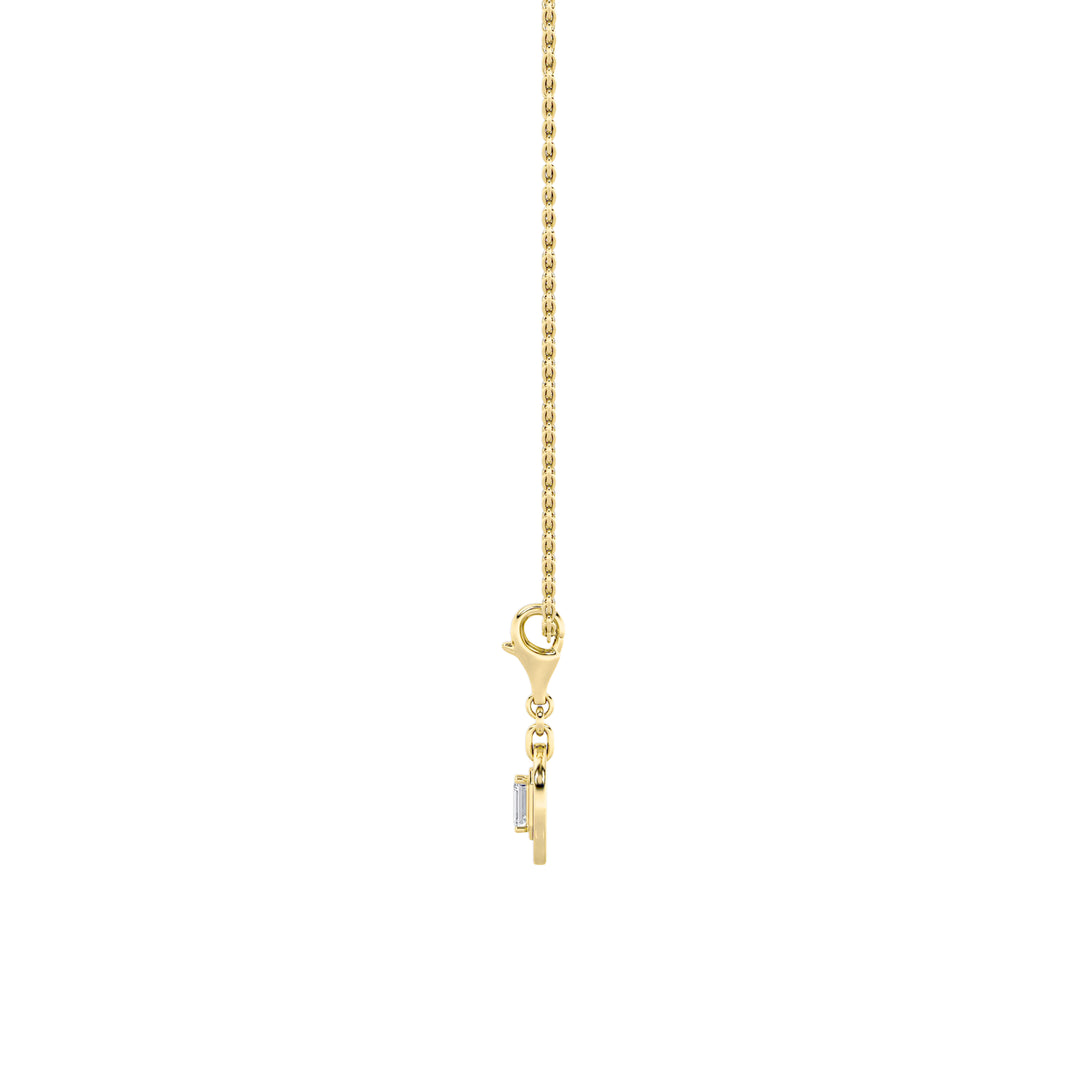 1Cttw Emerald Shaped Lab Grown Diamond (F/VS) DogTag Pendant in 14K Gold