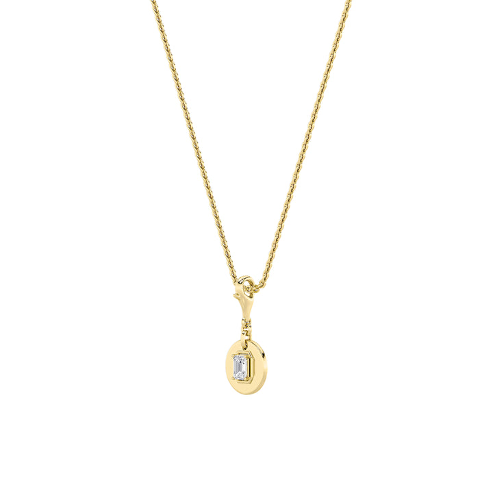 1Cttw Emerald Shaped Lab Grown Diamond (F/VS) DogTag Pendant in 14K Gold