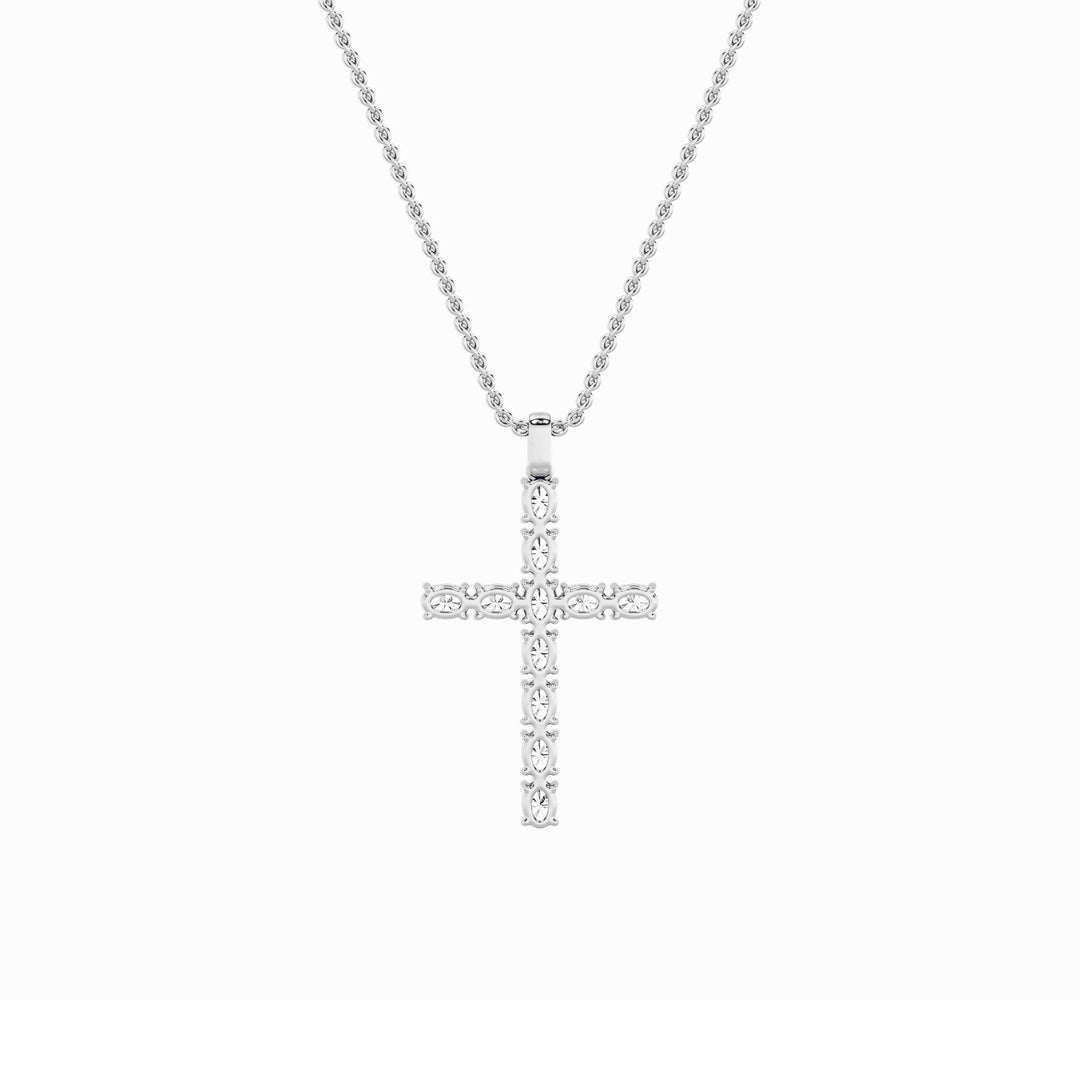 2Cttw Oval Shaped Lab Grown Diamond (F/VS) Cross Pendant in 14K Gold