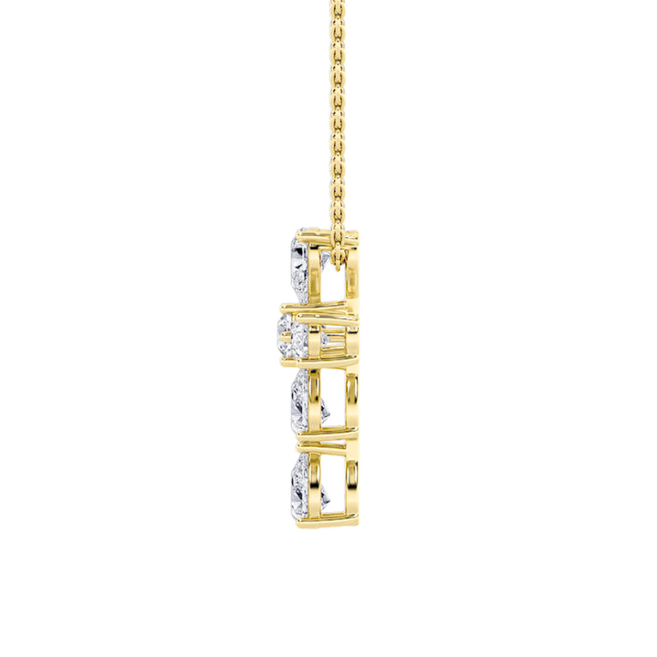 2.75Cttw Pear Shaped Lab Grown Diamond (F/VS) Cross Pendant in 14K Gold