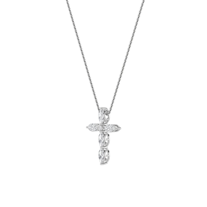 2CTW Marquise Shaped Lab Grown Diamond (F/VS) Cross Pendant in 14K Gold
