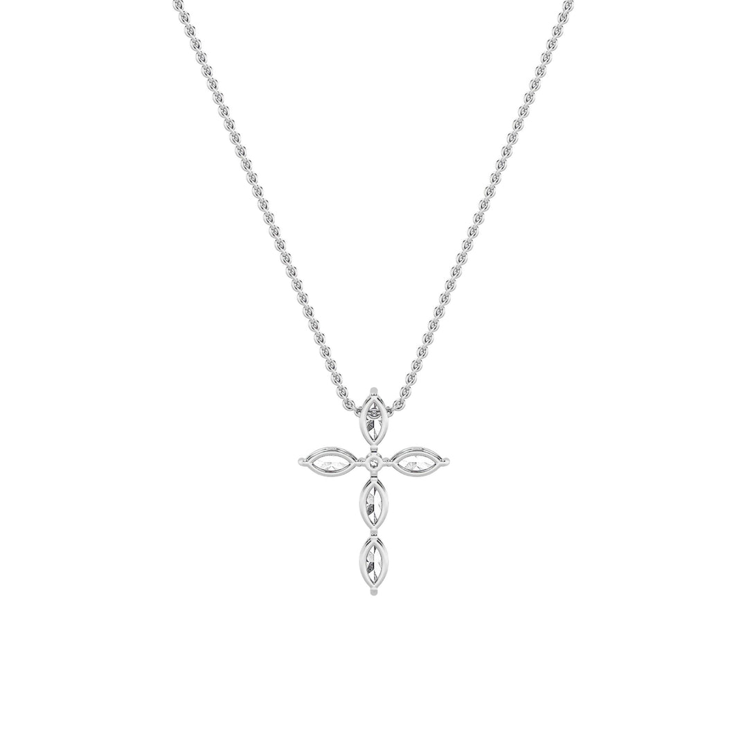2CTW Marquise Shaped Lab Grown Diamond (F/VS) Cross Pendant in 14K Gold