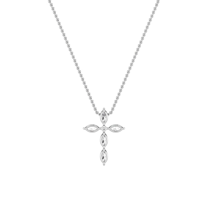 2CTW Marquise Shaped Lab Grown Diamond (F/VS) Cross Pendant in 14K Gold