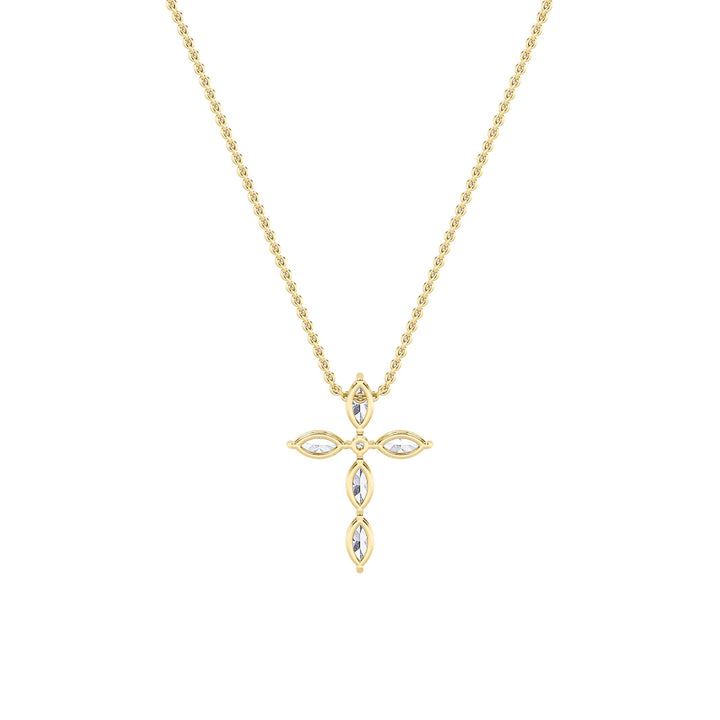 2Cttw Marquise Shaped Lab Grown Diamond (F/VS) Cross Pendant in 14K Gold