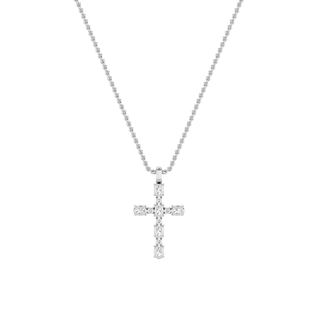 2Cttw Oval Shaped Lab Grown Diamond (F/VS) Cross Pendant in 14K Gold