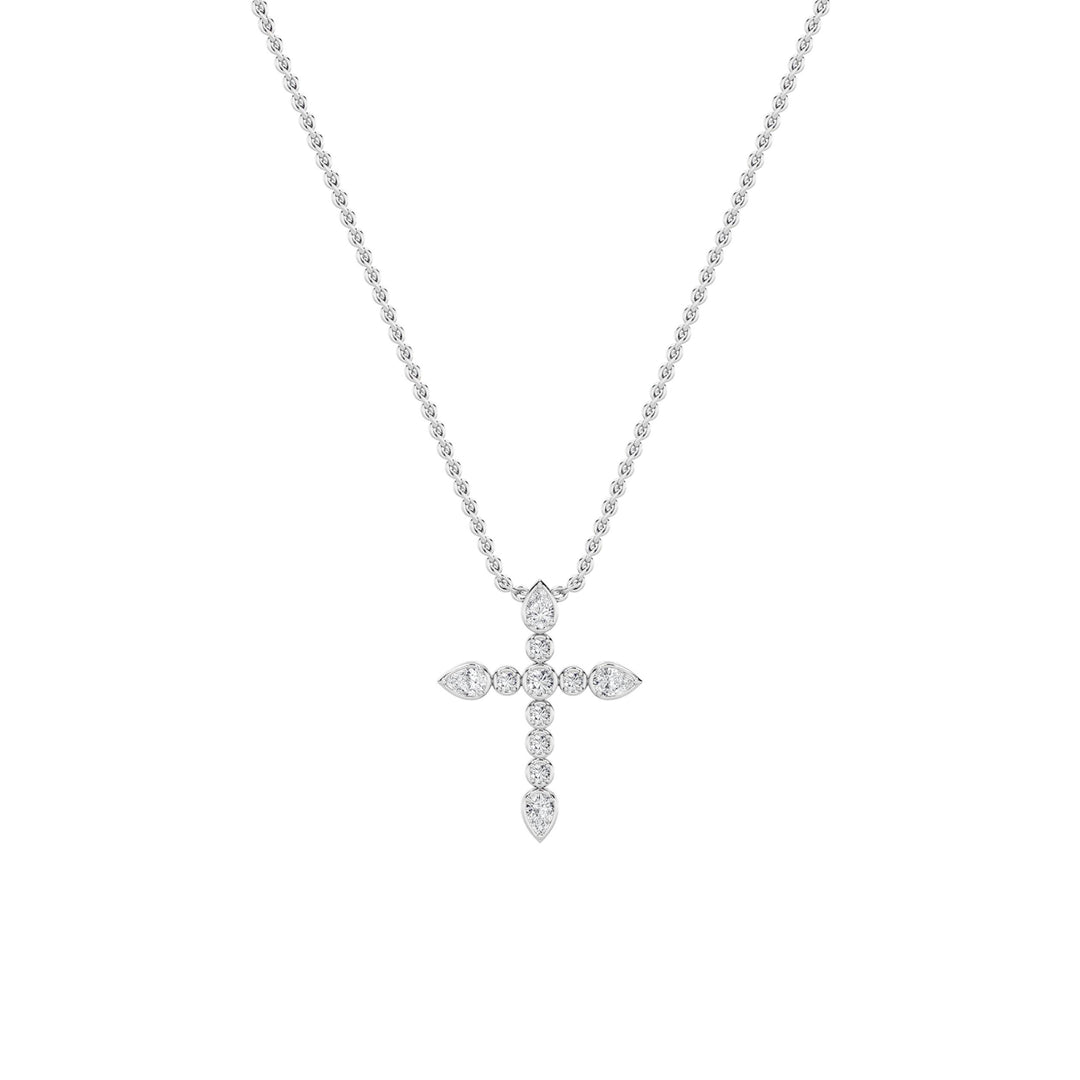 1.5Cttw Pear Shaped Lab Grown Diamond (F/VS) Cross Pendant in 14K Gold