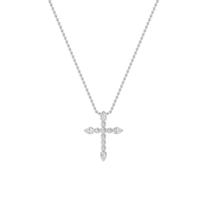 1.5Cttw Pear Shaped Lab Grown Diamond (F/VS) Cross Pendant in 14K Gold