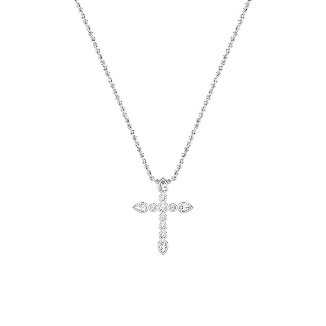 1.5Cttw Pear Shaped Lab Grown Diamond (F/VS) Cross Pendant in 14K Gold