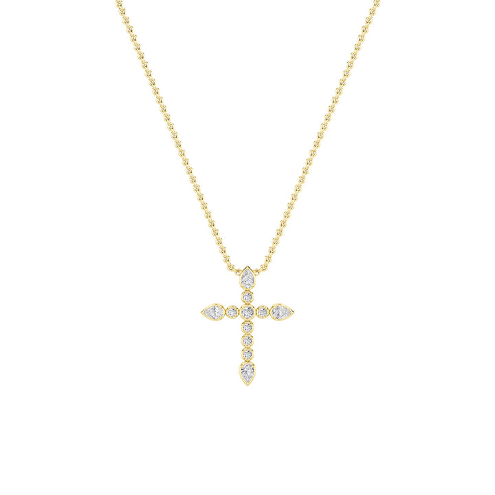 1.5Cttw Pear Shaped Lab Grown Diamond (F/VS) Cross Pendant in 14K Gold