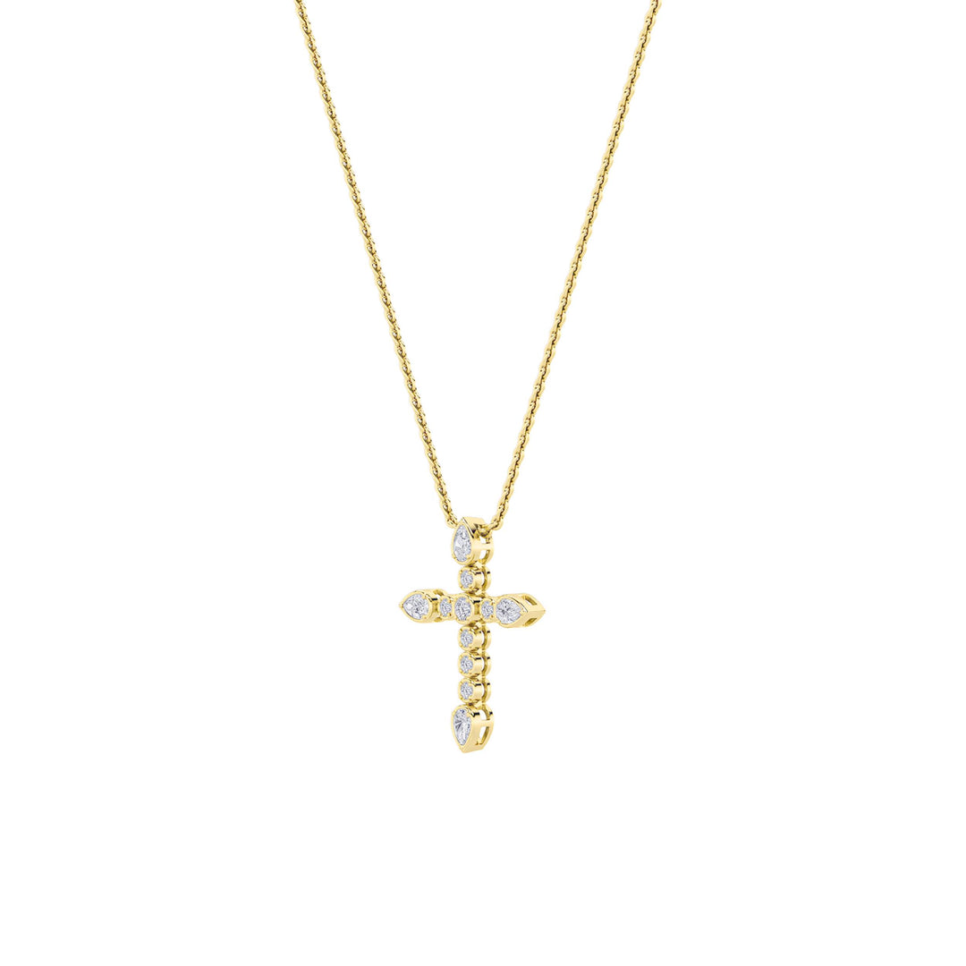 1.5Cttw Pear Shaped Lab Grown Diamond (F/VS) Cross Pendant in 14K Gold