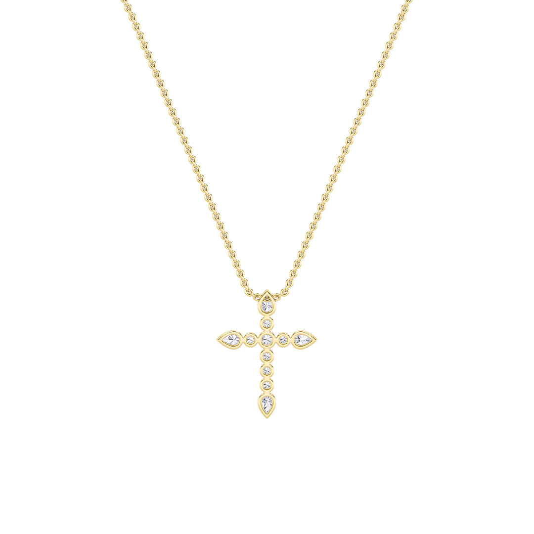 1.5Cttw Pear Shaped Lab Grown Diamond (F/VS) Cross Pendant in 14K Gold