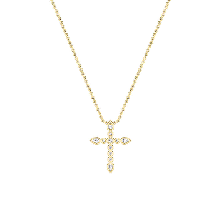1.5Cttw Pear Shaped Lab Grown Diamond (F/VS) Cross Pendant in 14K Gold