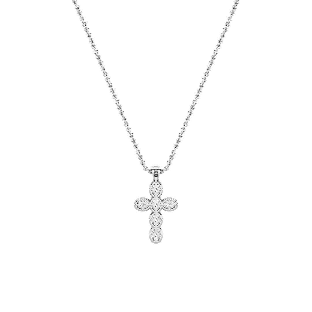 3Cttw Oval Shaped Lab Grown Diamond (F/VS) Cross Pendant in 14K Gold