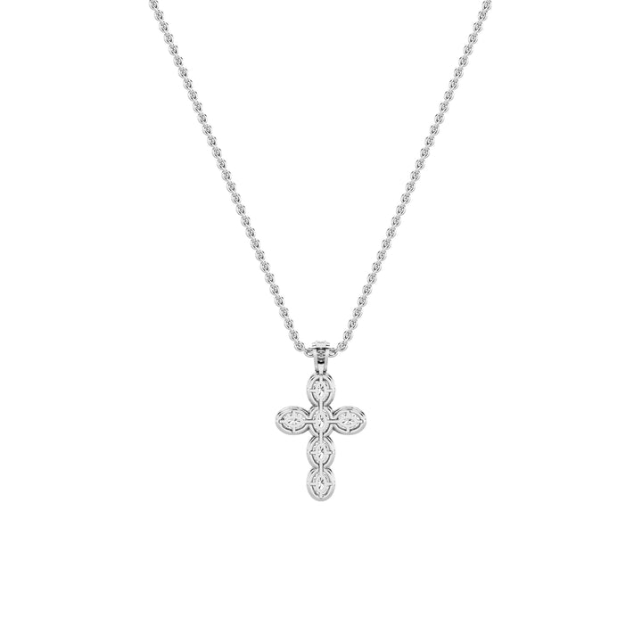 3Cttw Oval Shaped Lab Grown Diamond (F/VS) Cross Pendant in 14K Gold