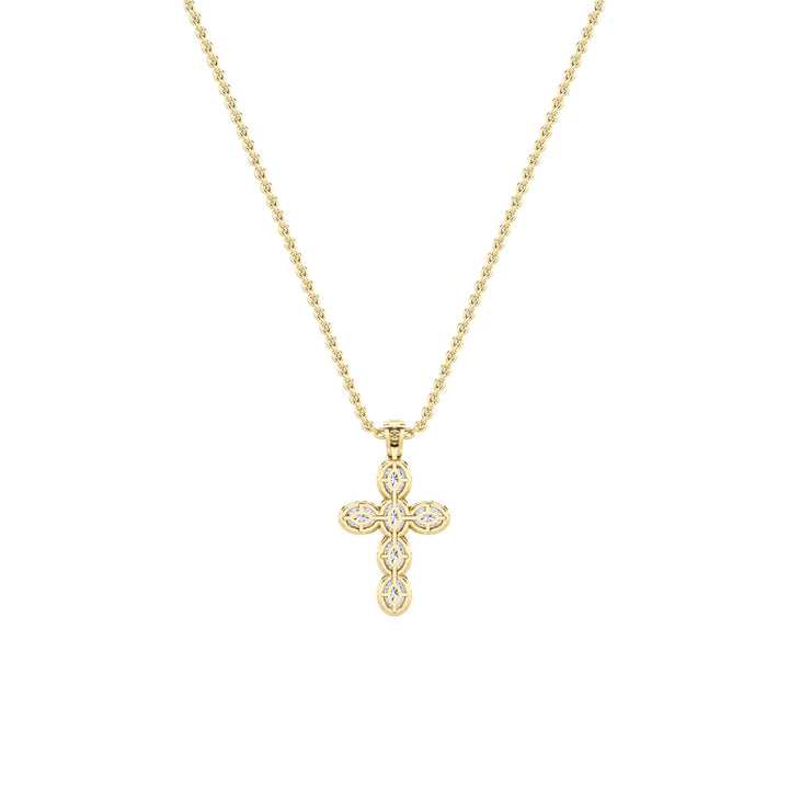 3Cttw Oval Shaped Lab Grown Diamond (F/VS) Cross Pendant in 14K Gold