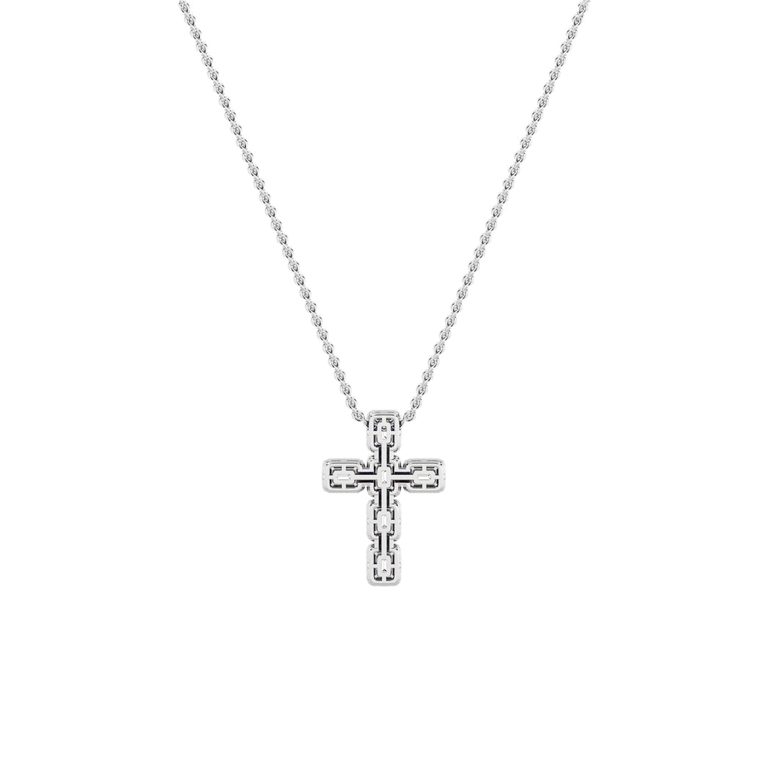 3Cttw Emerald Shaped Lab Grown Diamond (F/VS) Cross Pendant in 14K Gold