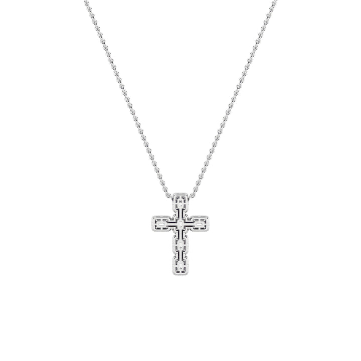 3Cttw Emerald Shaped Lab Grown Diamond (F/VS) Cross Pendant in 14K Gold