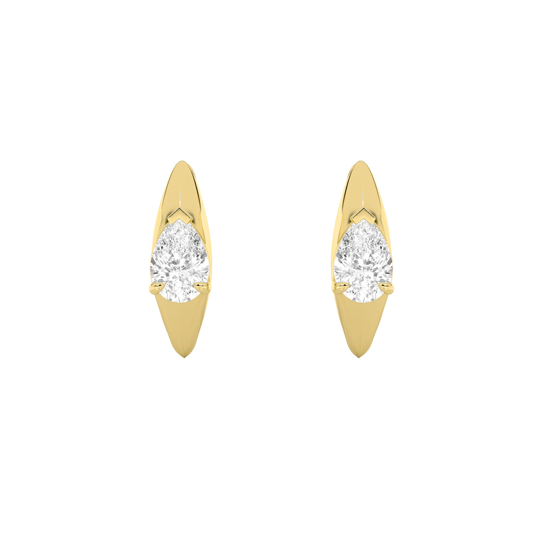 2Cttw Pear Shaped Lab Grown Diamond (F/VS) Solitaire Huggie Earrings in 14K Gold