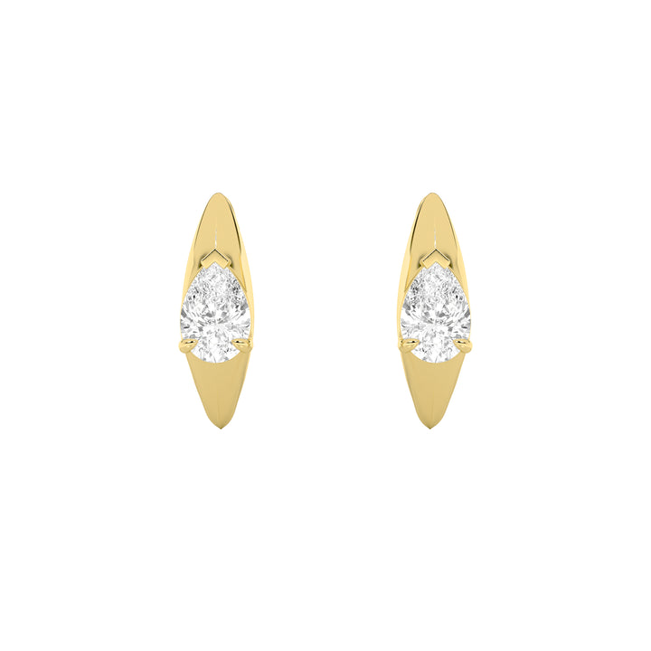 2Cttw Pear Shaped Lab Grown Diamond (F/VS) Solitaire Huggie Earrings in 14K Gold