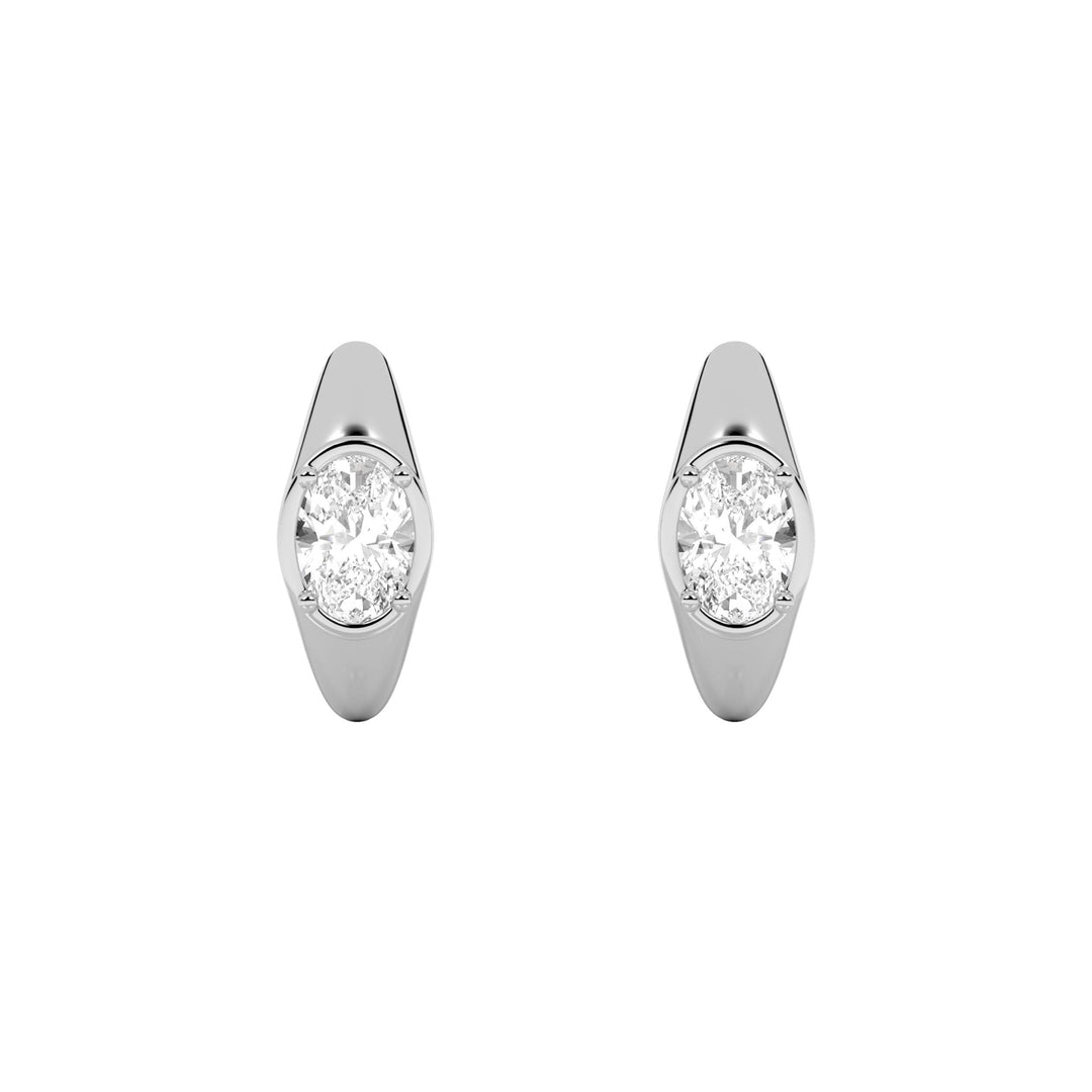 2Cttw Oval Shaped Lab Grown Diamond (F/VS) Solitaire Huggie Earrings in 14K Gold