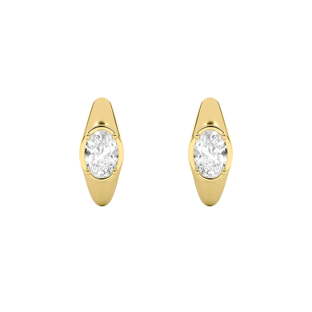 2Cttw Oval Shaped Lab Grown Diamond (F/VS) Solitaire Huggie Earrings in 14K Gold
