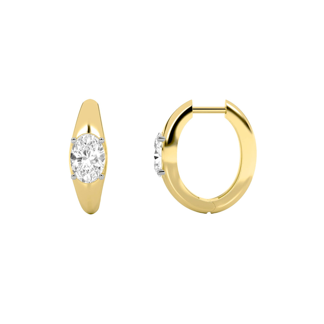 2Cttw Oval Shaped Lab Grown Diamond (G/VS) HuggieEarrings in 10K Gold