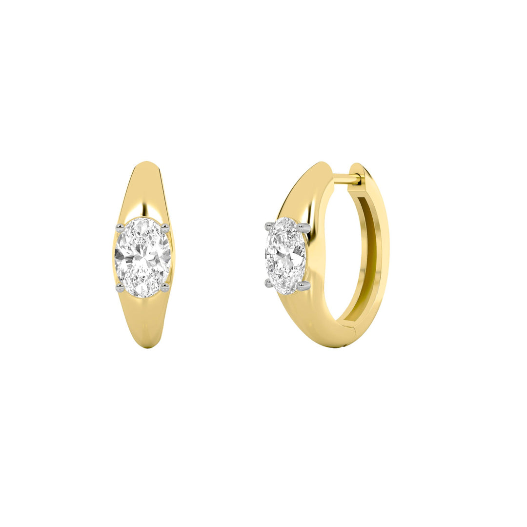 2Cttw Oval Shaped Lab Grown Diamond (G/VS) HuggieEarrings in 10K Gold
