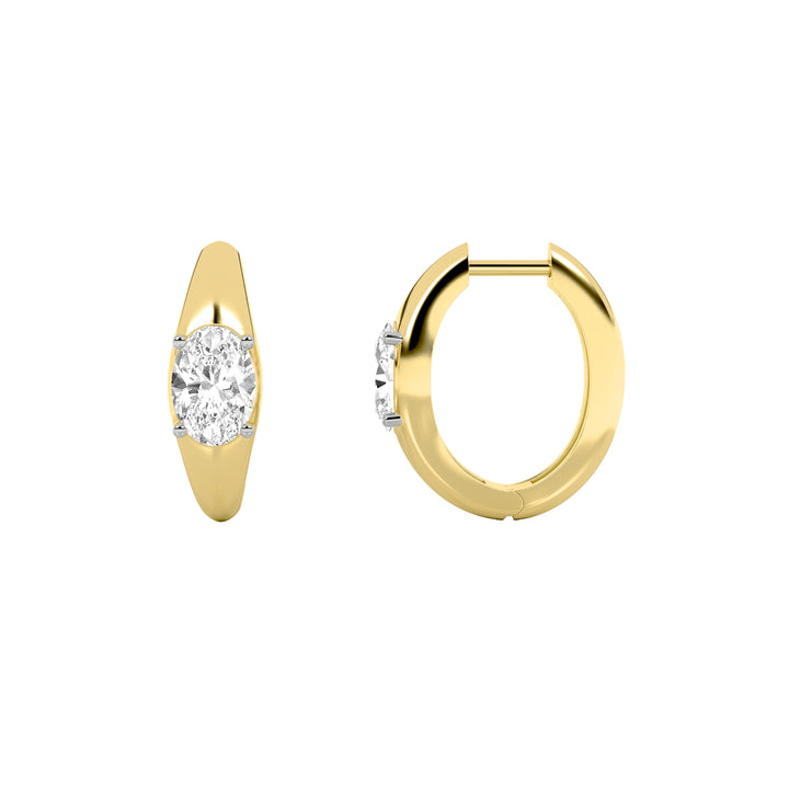 2Cttw Oval Shaped Lab Grown Diamond (G/VS) HuggieEarrings in 10K Gold