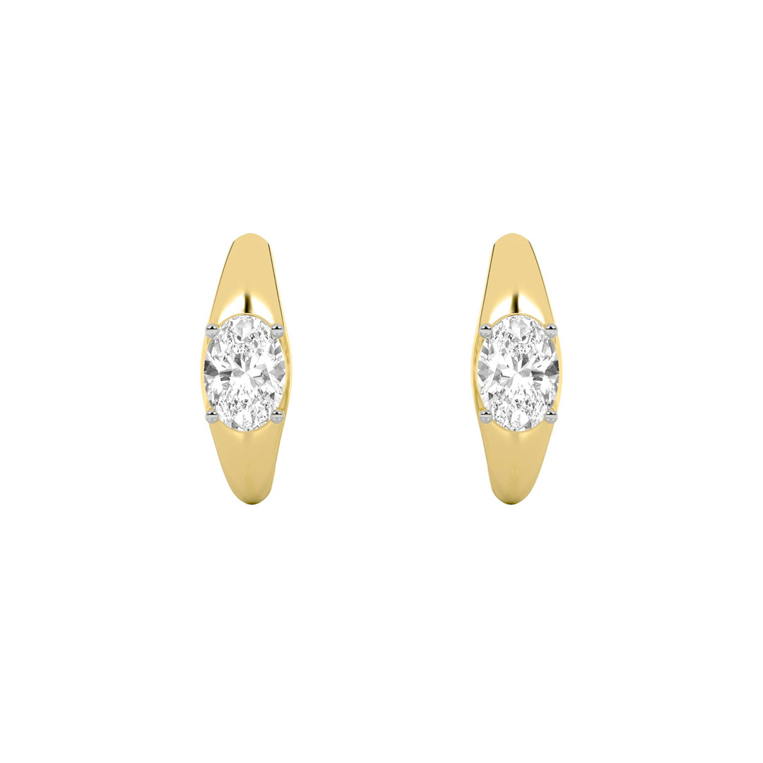 2Cttw Oval Shaped Lab Grown Diamond (F/VS) HuggieEarrings in 14K Gold