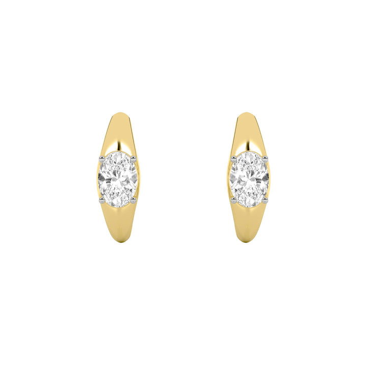 2Cttw Oval Shaped Lab Grown Diamond (F/VS) HuggieEarrings in 14K Gold