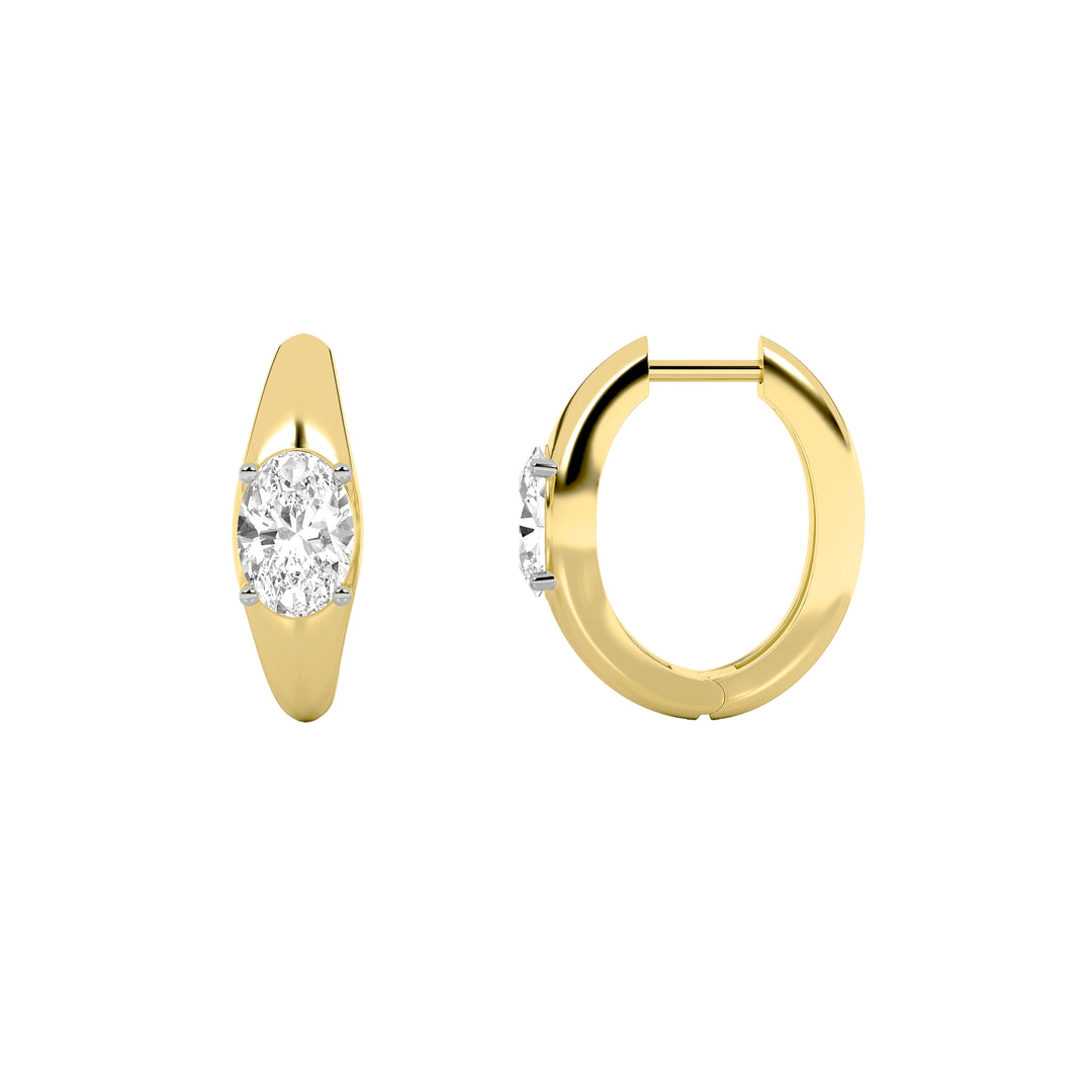 2Cttw Oval Shaped Lab Grown Diamond (F/VS) HuggieEarrings in 14K Gold