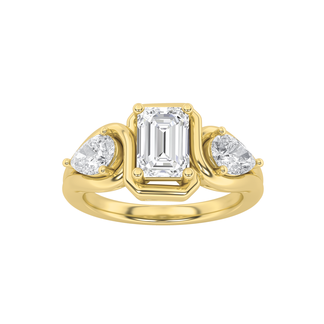 14KY 3ct Lab Diamond Three-Stone Engagement Ring