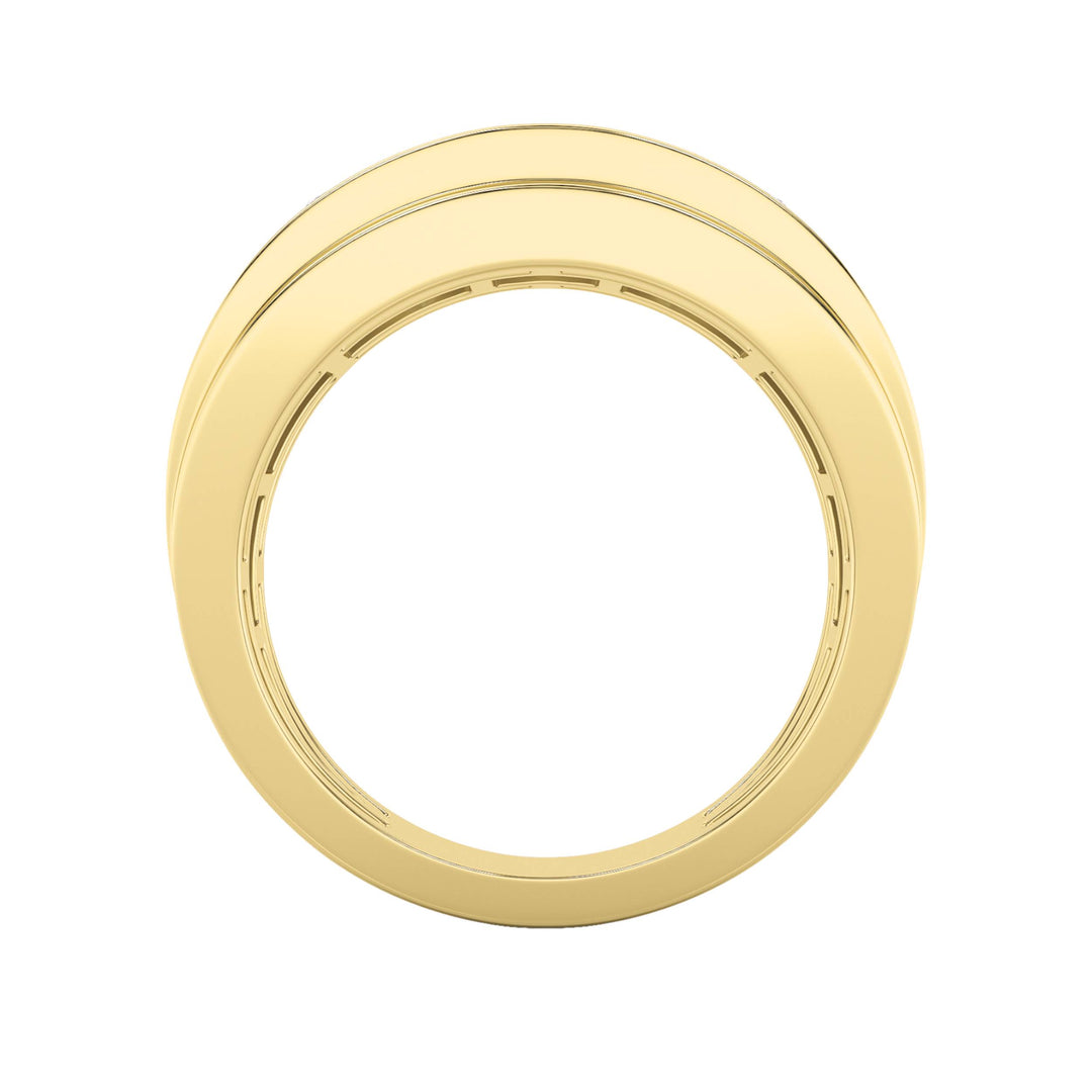 3Cttw Princess Shaped Lab Grown Diamond (F/VS) Three Stone Channel Set Mens Ring in 14K Gold