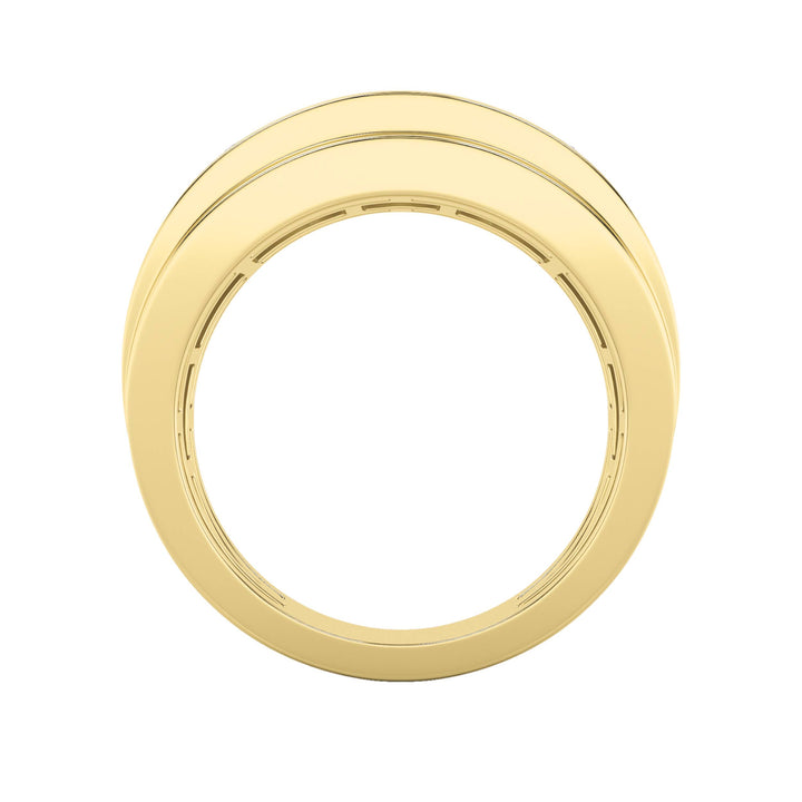 3Cttw Princess Shaped Lab Grown Diamond (F/VS) Three Stone Channel Set Mens Ring in 14K Gold