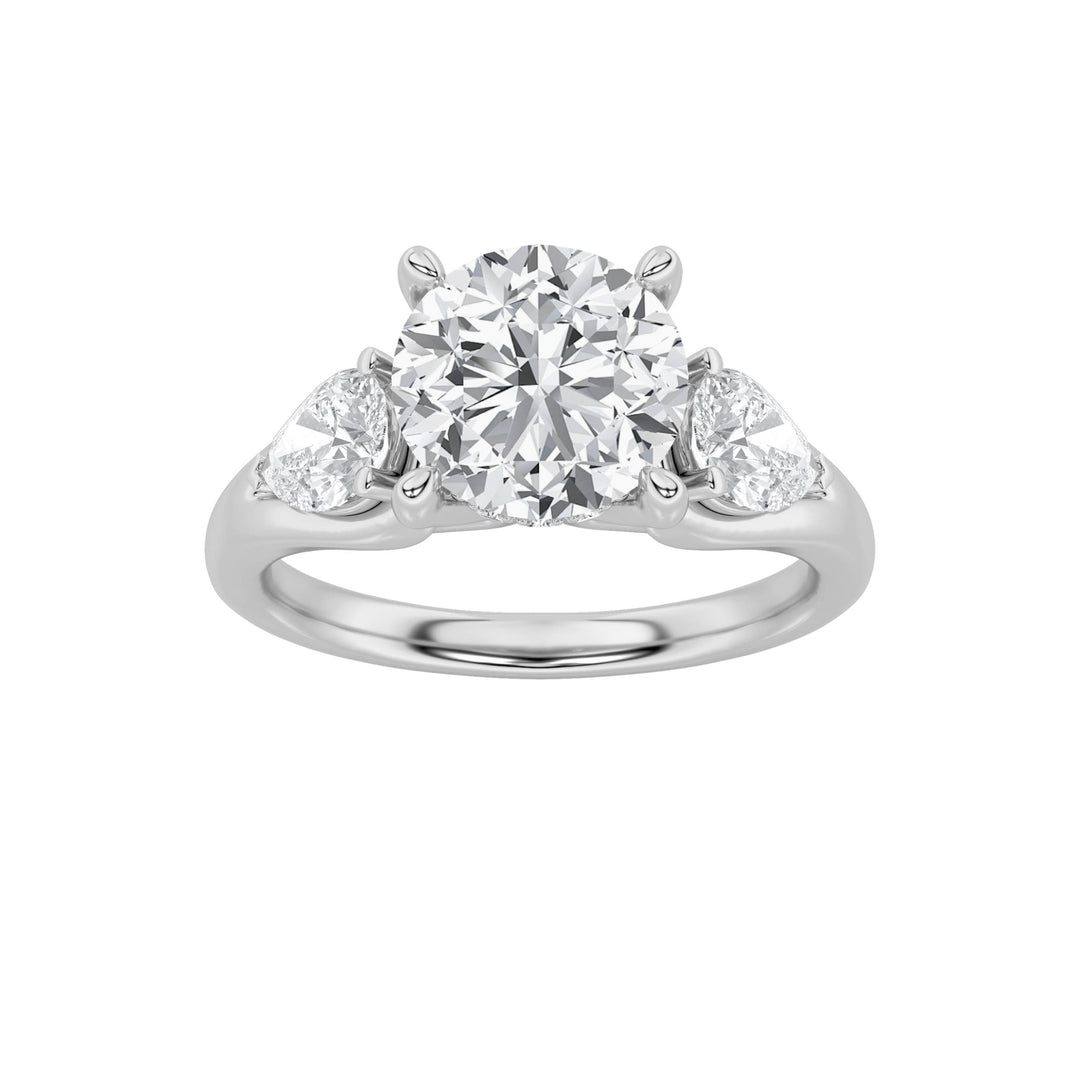 2Cttw Round Shaped Lab Grown Diamond (F/VS) Accented Three Stone Ring in 14K Gold