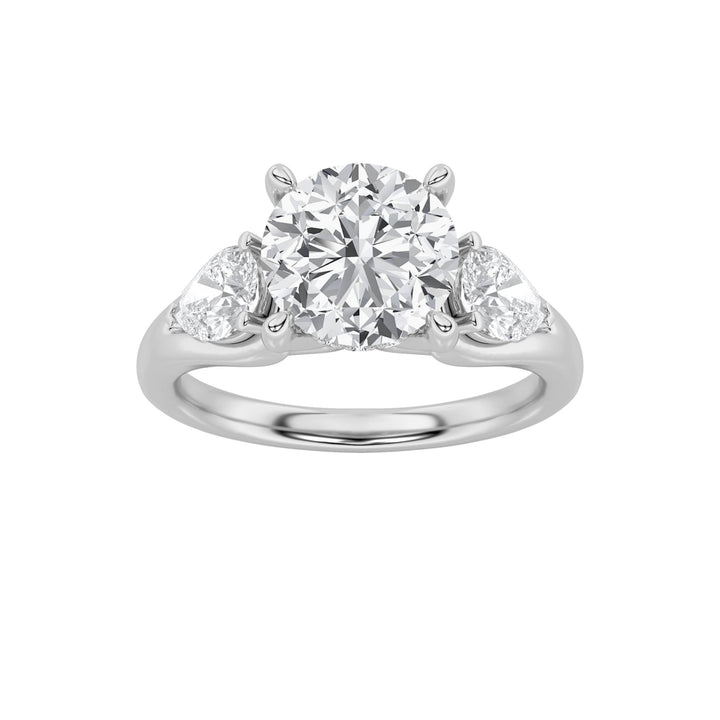 2Cttw Round Shaped Lab Grown Diamond (F/VS) Accented Three Stone Ring in 14K Gold