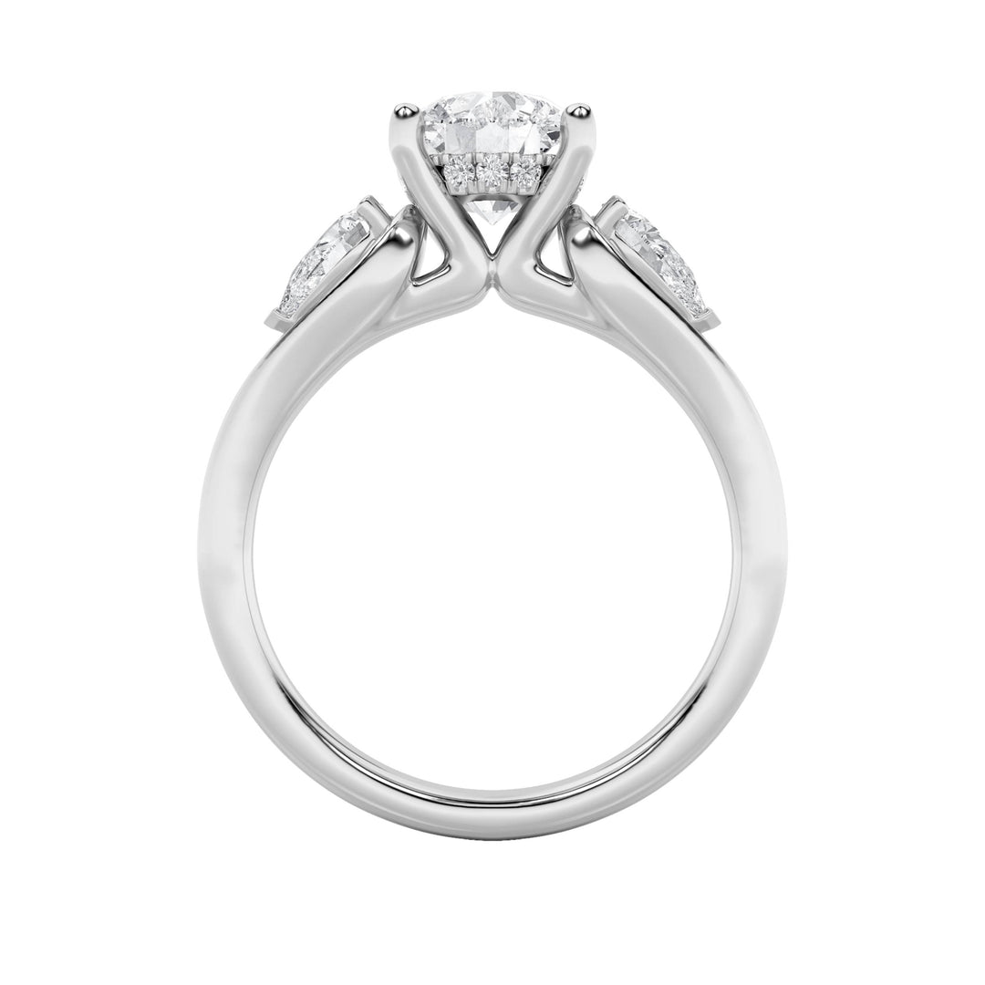 2Cttw Round Shaped Lab Grown Diamond (F/VS) Accented Three Stone Ring in 14K Gold