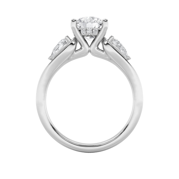 2Cttw Round Shaped Lab Grown Diamond (F/VS) Accented Three Stone Ring in 14K Gold