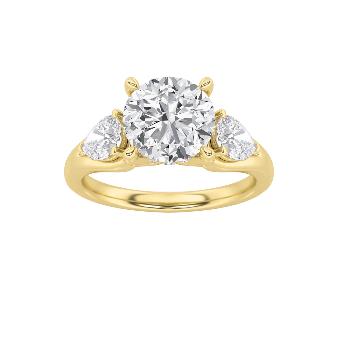 14K Yellow Gold 2ctw Lab Diamond Three-Stone Engagement Ring