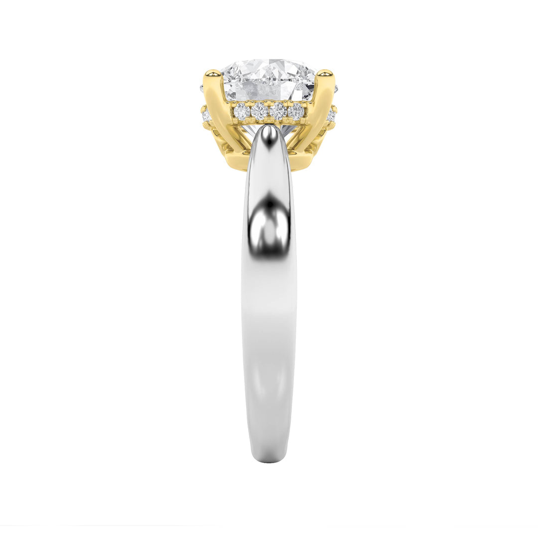 3.5Cttw Round Shaped Lab Grown Diamond (F/VS) Hidden Halo Two Tone Engagement Ring in 14K Gold