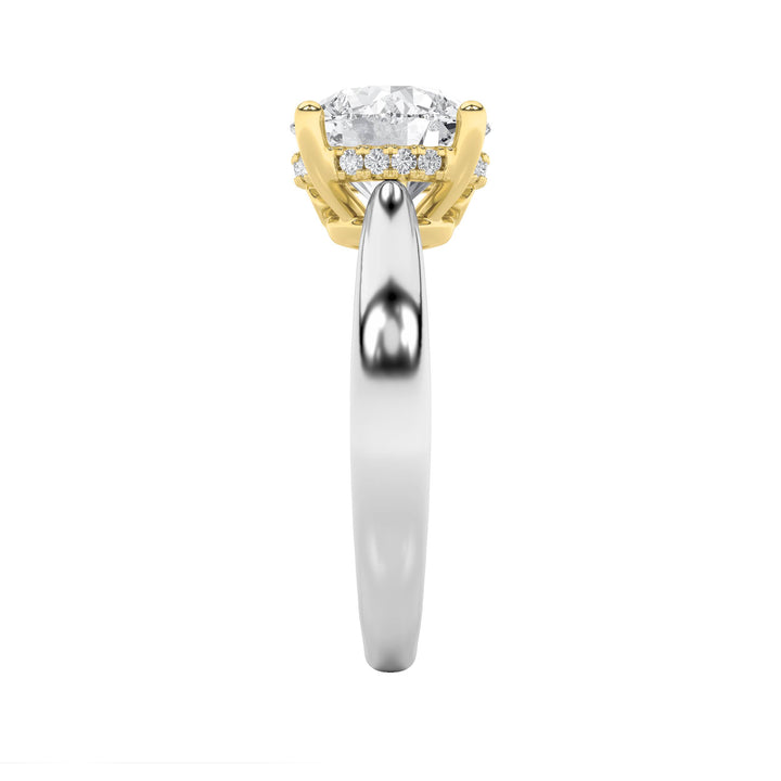 3.5Cttw Round Shaped Lab Grown Diamond (F/VS) Hidden Halo Two Tone Engagement Ring in 14K Gold