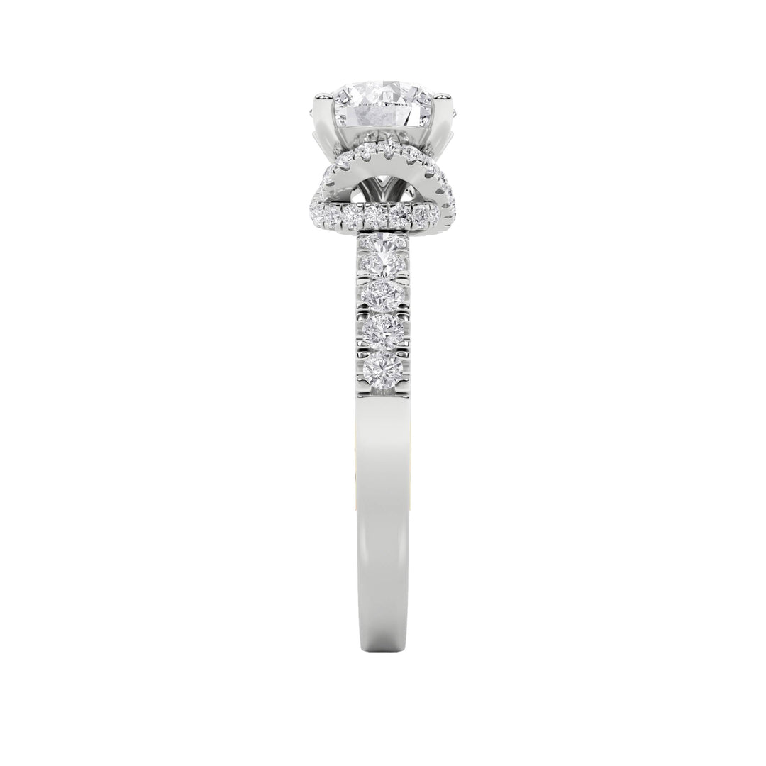 2Cttw Round Shaped Lab Grown Diamond (F/VS) Two Tone Accented Fancy Engagement Ring in 14K Gold