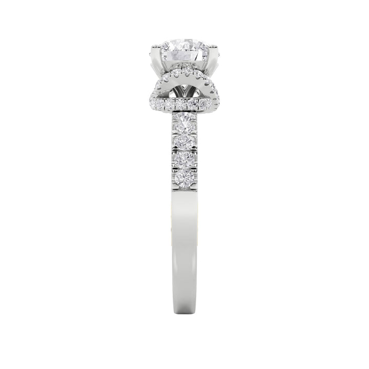 2Cttw Round Shaped Lab Grown Diamond (F/VS) Two Tone Accented Fancy Engagement Ring in 14K Gold